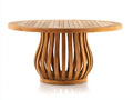 Mesa de jardín redonda de madera natural 180x180x75 cm estilo rústico