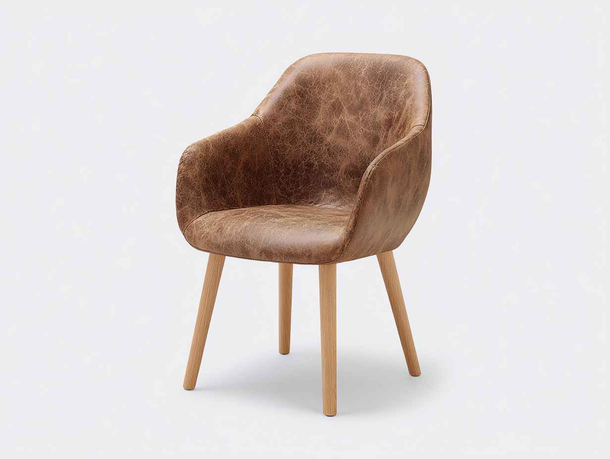 Sillas de comedor de cuero sintético 60x60x85 cm marrón con estructura de madera estilo moderno