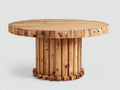 Mesa de jardín redonda de madera 180x180x75 cm natural estilo rústico