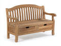 Banco de jardín de madera 180x65x95 cm natural con cajones de almacenamiento estilo clásico