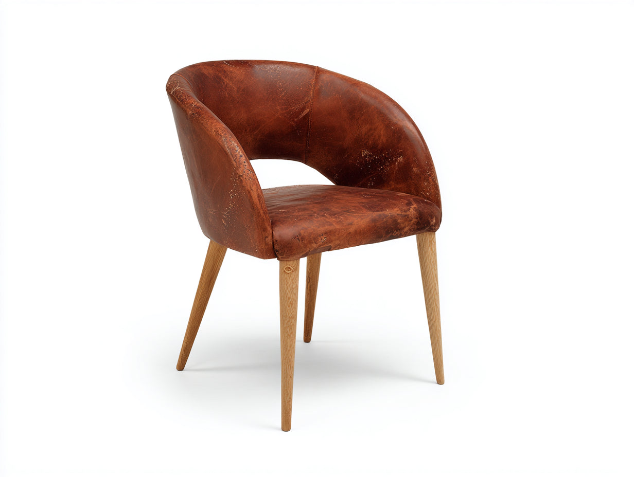 Sillas de comedor de cuero sintético 60x60x80 cm marrón con estructura de madera estilo moderno