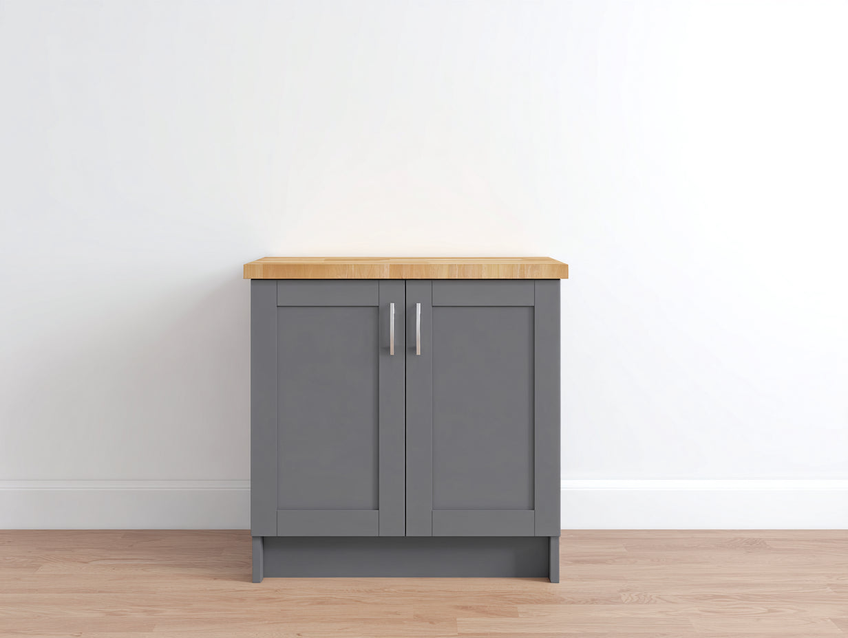 Aparadores de madera 100x40x85 cm - Color gris y madera natural - Aparador con 2 puertas para salón y comedor