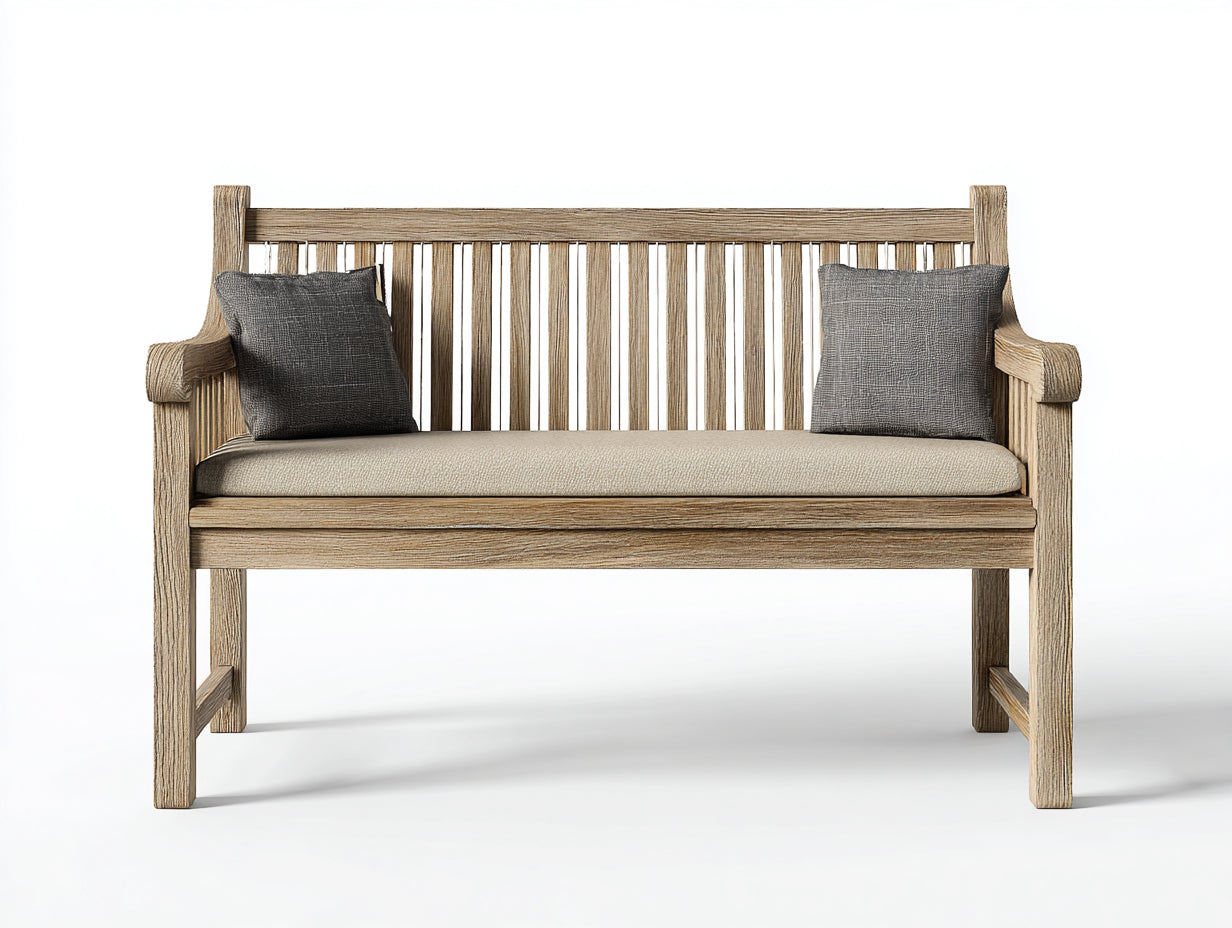 Bancos de jardín de madera 150 x 65 x 90 cm - color madera natural - diseño clásico para terraza y exterior