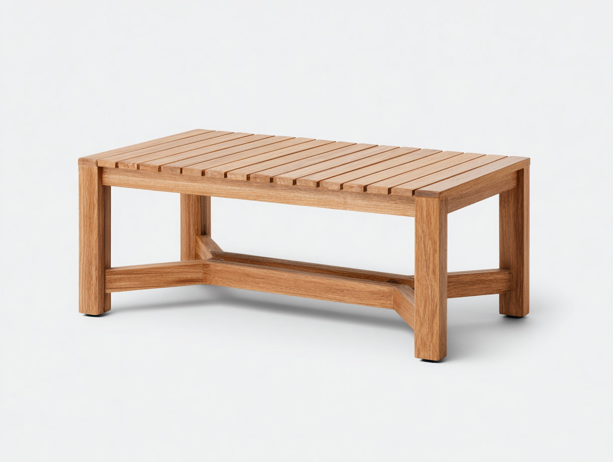 Mesa de jardín de madera 140x70x75 cm - Color natural - Diseño moderno para exterior
