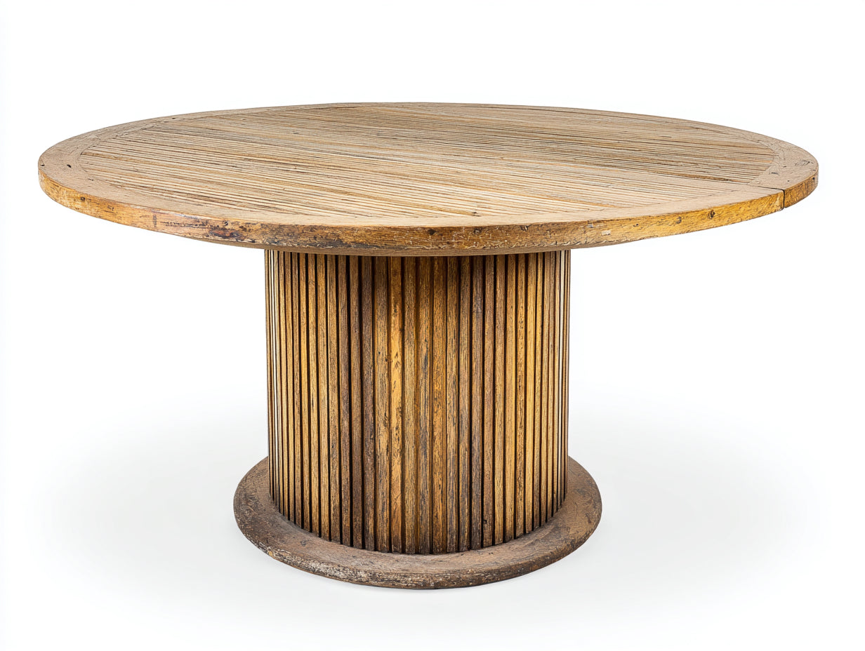 Mesas de jardín madera 120x120x75 cm - marrón natural - mesa redonda de exterior con estilo rústico