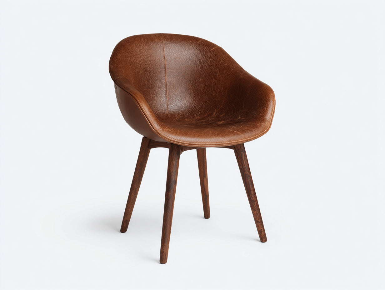 Sillas de comedor de cuero sintético 60x60x80 cm - Color marrón - Silla de comedor moderna con asiento envolvente para interior