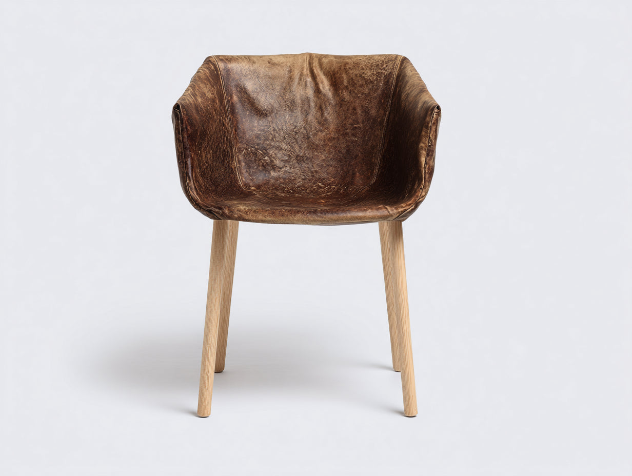 Sillas de comedor de cuero sintético 60x60x80 cm - Color marrón oscuro - Silla de comedor moderna con respaldo envolvente para interior