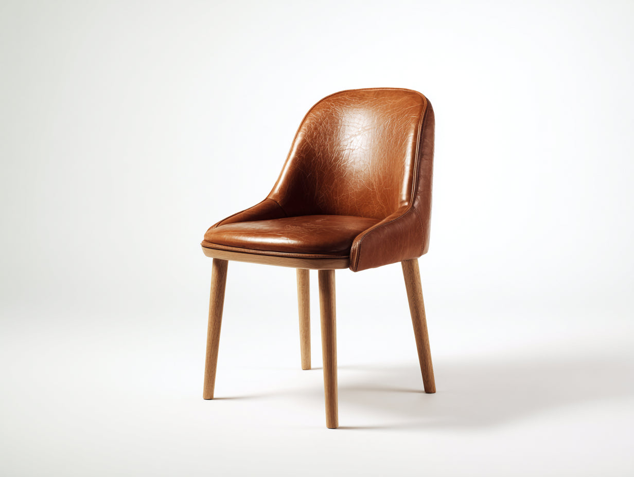 Sillas de comedor de cuero sintético 55x60x85 cm - Color marrón - Silla de comedor moderna con respaldo ergonómico para interior