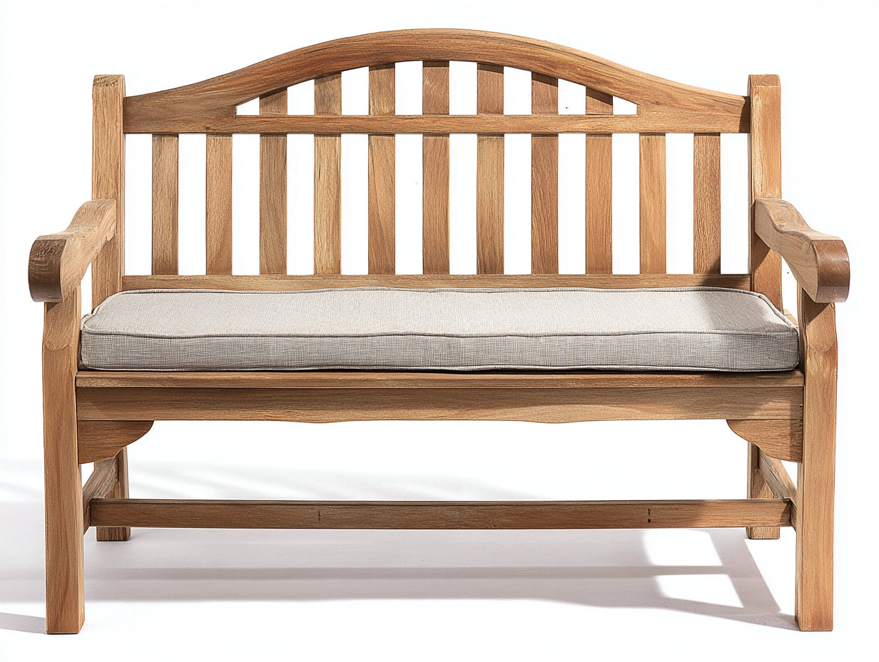 Bancos de jardín de madera 180x65x95 cm natural con asiento acolchado estilo clásico
