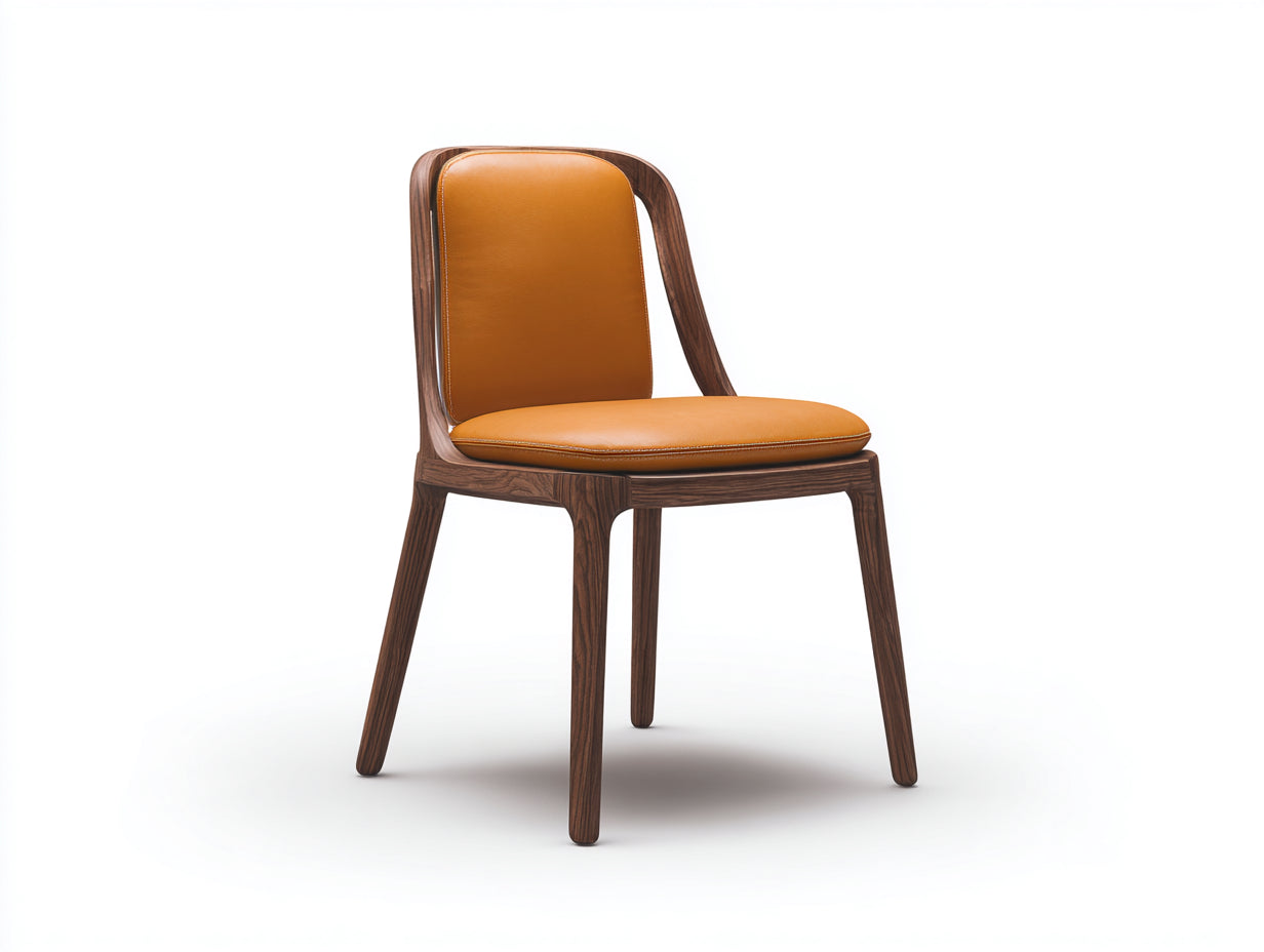 Sillas de comedor de madera 55x60x85 cm - Marrón y naranja - Diseño moderno con asiento acolchado