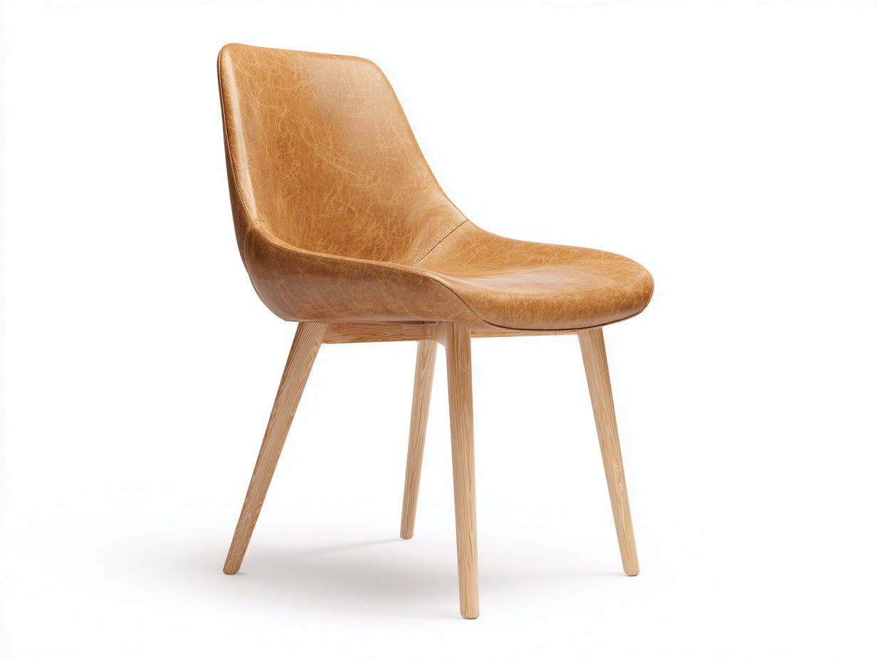 Sillas de comedor de cuero sintético 55x60x85 cm - Beige - Diseño moderno con respaldo curvado