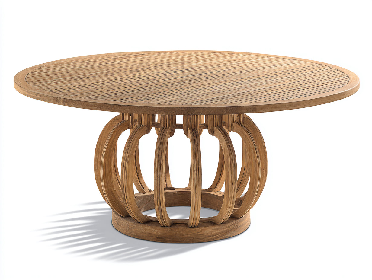 Mesas de jardín madera 120x120x75 cm - marrón natural - mesa redonda de exterior con diseño elegante