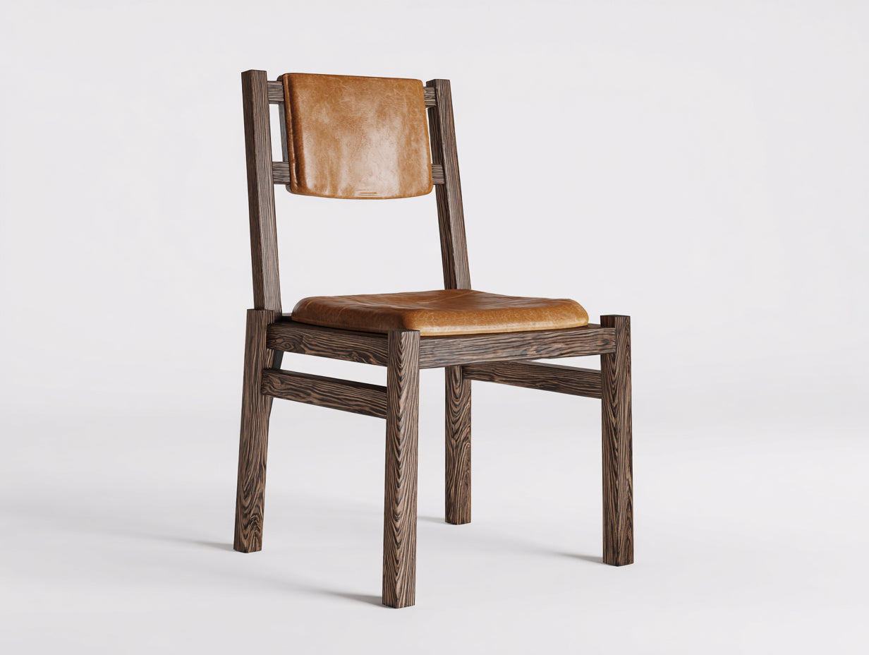 Sillas de comedor de madera 55x60x85 cm marrón con asiento acolchado de cuero sintético estilo moderno