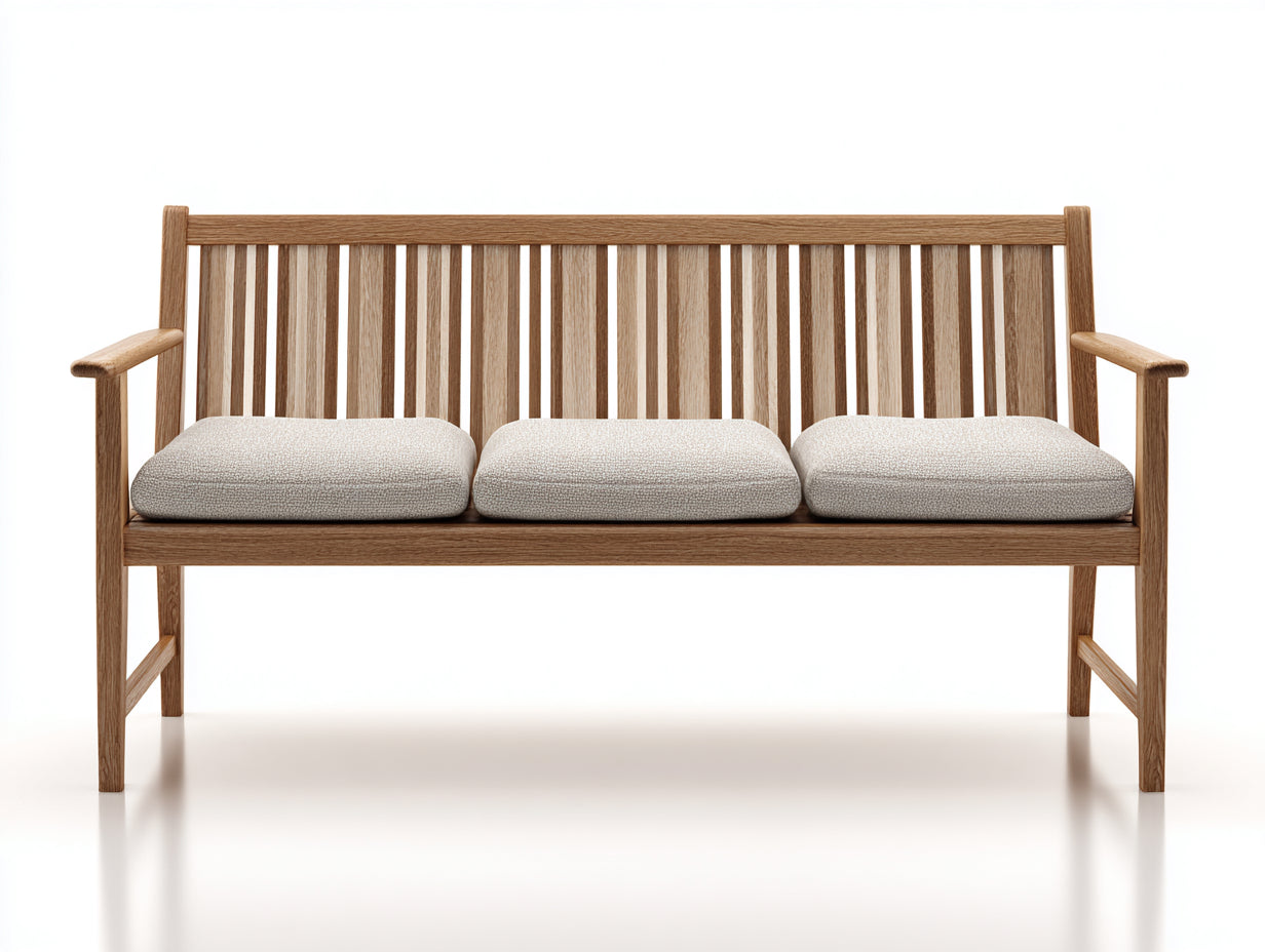 Bancos de jardín de madera 180 x 65 x 90 cm - Color natural - Diseño moderno con cojines acolchados