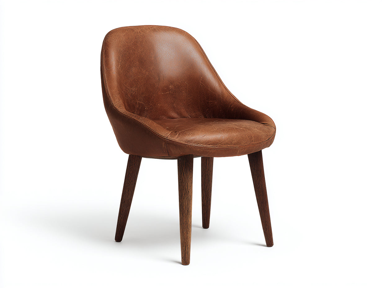 Sillas de comedor de cuero sintético 60 x 60 x 80 cm - Color marrón envejecido - Diseño moderno con respaldo envolvente