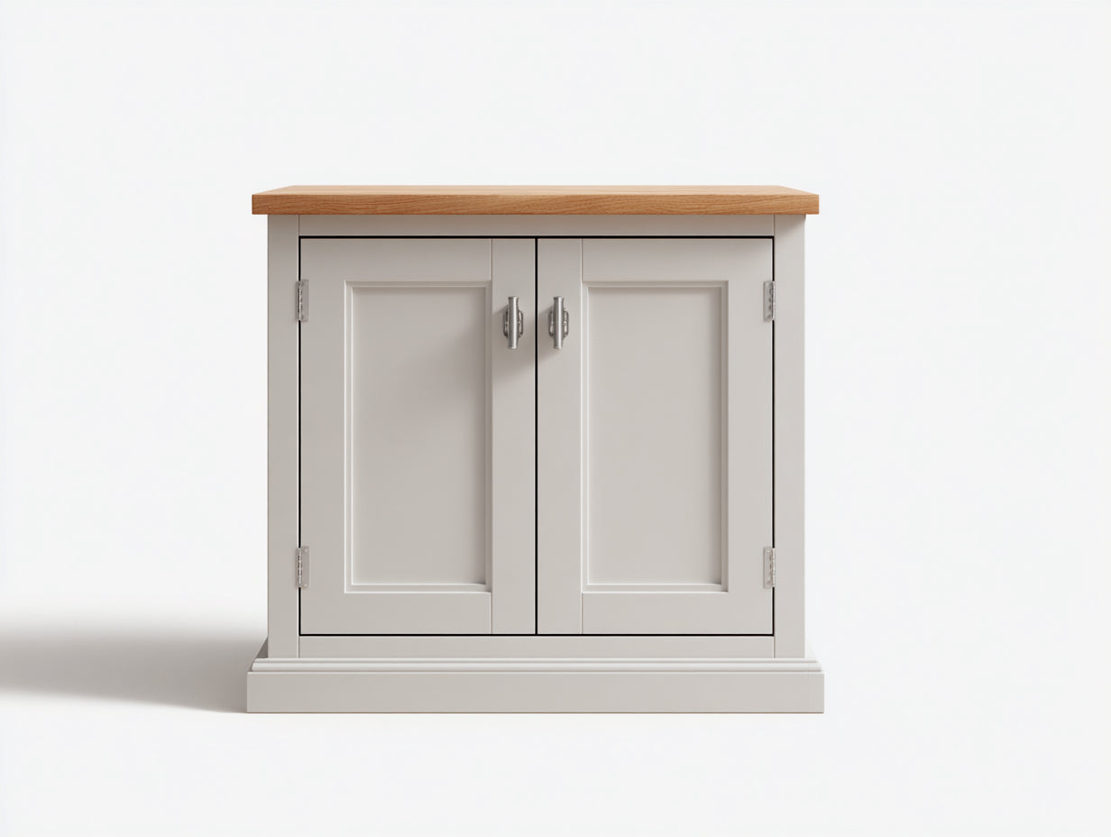 Aparadores de madera 120x45x85 cm - Blanco y madera natural - Diseño clásico con 2 puertas
