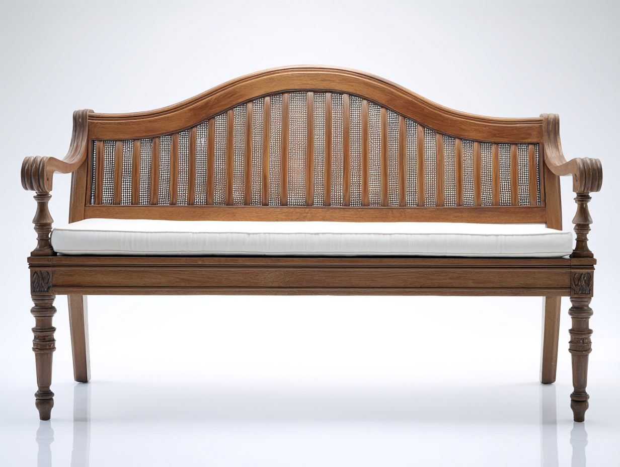 Bancos de jardín de madera 180x65x95 cm - Madera natural - Estilo clásico con cojín acolchado